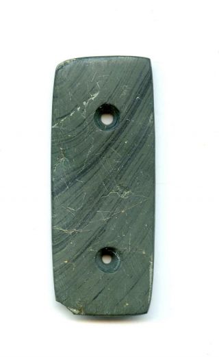 Indian Artifacts - Fine Banded Slate 2 Hole Gorget 2