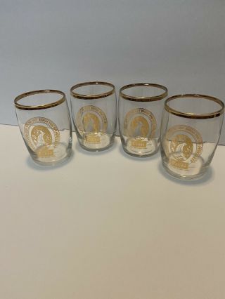 4 Vintage Coors Beer Barrel Gold Rim Small 5 Oz.  Chaser Tasting Drinking Glass