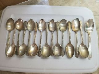 Assortment Of 15 Vintage Silver Plated Spoons Various Brands 1