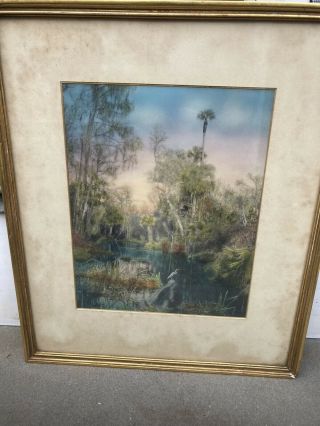 Vintage William Harris Ocklawaha River Florida Art Hand Colored Print Knoedler