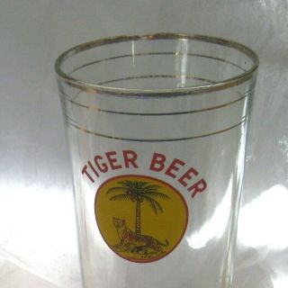 Vintage Tiger Beer Glass with Tiger and Palm Tree Logo MCM Vintage HAS WEAR 2
