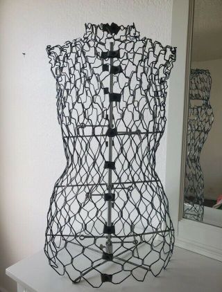 Vintage Mid Century Modern Adjustable Wire Woman’s Body Dress Form Mannequin