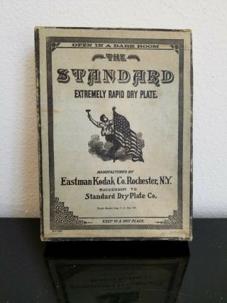 Antique Eastman Kodak Extremely Rapid Dry Plate,  5 Glass Plates,  Box