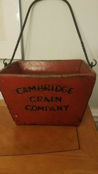 Cambridge Grain Company Large Red Vintage Barn Wood Bucket With Handle