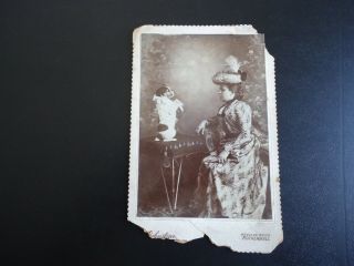 Antique Cabinet Card Photograph Woman & Dog - Johnstone - Motherwell,  Scotland