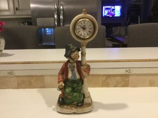 Vintage Melody In Motion Clockpost Willie Clown Hobo Musical Clock - Perfect
