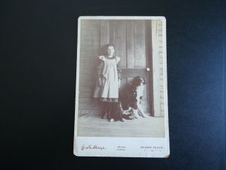 Antique Cabinet Card Photograph Girl & Large Dog - J.  M.  Hays - Gilmer,  Texas