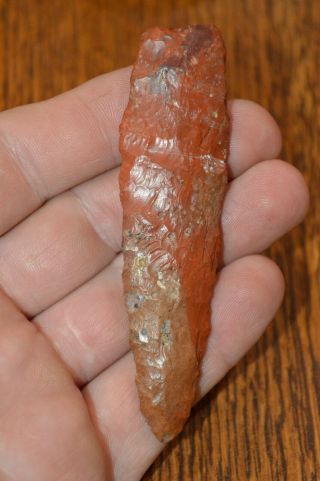 Heavily water Worn Early Archaic Agate Basin Red Flint St.  Clair Co,  IL 3.  5 x 1 2