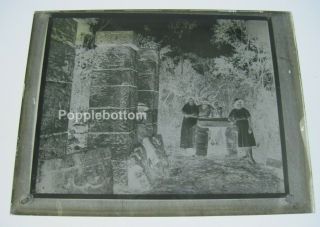 Antique Glass Negative Slide Temple Of The Warriors Chichen Itza (pre - 1925)