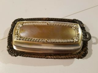 Vintage Silver Plated Butter Dish & Lid Glass Insert