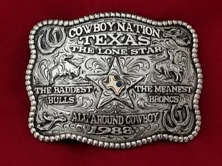 1988 Cowboy Nation Vintage Rodeo Trophy Belt Buckle All Around Champion 582