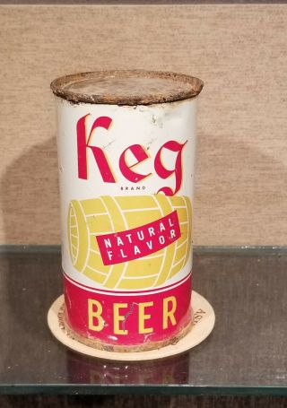 1955 Bottom Opened Keg Flat Top Beer Can Maier Brewing Los Angeles California
