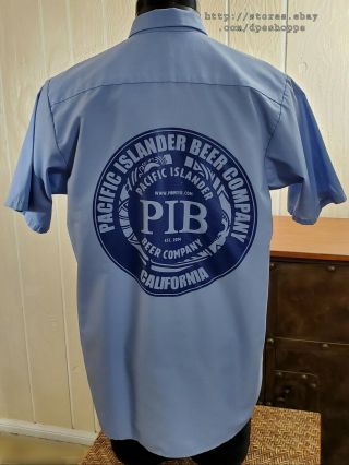 Pacific Islander Beer Company Red Kap Short Sleeve Work Uniform Shirt Sz L
