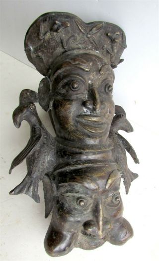 African Tribal Art Bronze Statue - Vessel 16 " Height
