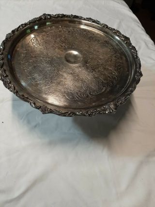Large Silver Plate Cake Stand On Pedestal 12.  25 " Diameter 4.  75 " Tall Serving