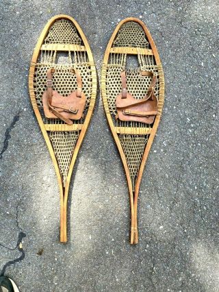 Vintage Wooden Snowshoes - 10 By 33 Inches - Child 