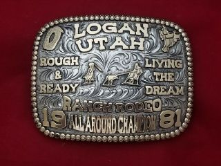 Vintage Rodeo Buckle Trophy 1981 Logan Utah Calf Roping Champ Engraved Signed389