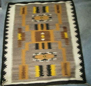Norma Benally Navajo Native American Woven Rug Storm Pattern 43 X 35 "