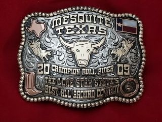 2009 Vintage Rodeo Trophy Buckle Mesquite Texas Champion Bull Rider 450