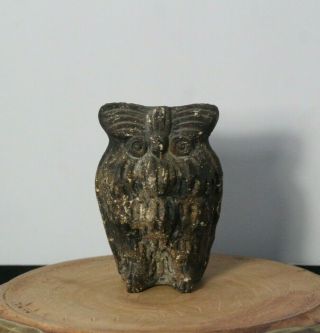 Vintage Mid Century Cast Iron Rustic Owl Statue