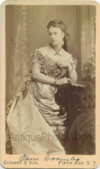 Jane Coombs Victorian Stage Actress With Fan Antique Cdv Photo By Gurney
