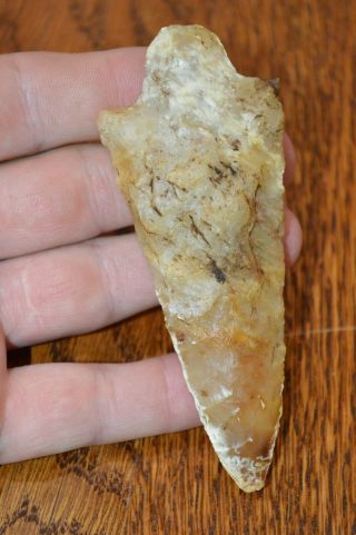 Translucent Archaic Stemmed Point Leon Co,  Florida 4.  1/8 X 1.  5/8 Great Material