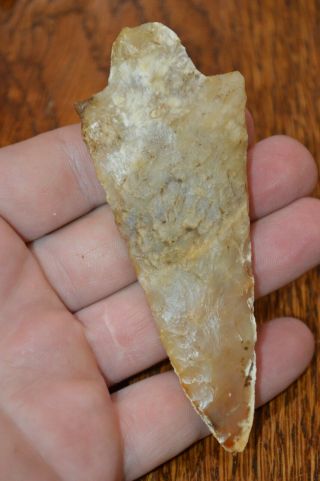 Translucent Archaic Stemmed Point Leon Co,  Florida 4.  1/8 x 1.  5/8 Great material 2