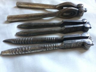 Silver Plate & Steel Cutlery items,  Antique Vintage heavy 3 x pairs nut crackers 2