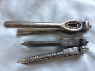 Silver Plate & Steel Cutlery items,  Antique Vintage heavy 3 x pairs nut crackers 3