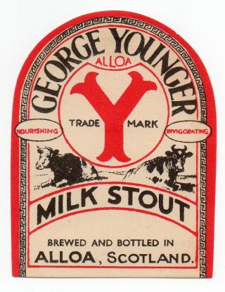Old Uk Beer Label – Milk Stout (george Younger,  Alloa)