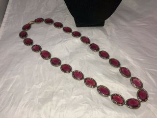 Vtg.  Crown Trifari Rare Alfred Philippe Purple Poured Glass Gold Tone Necklace