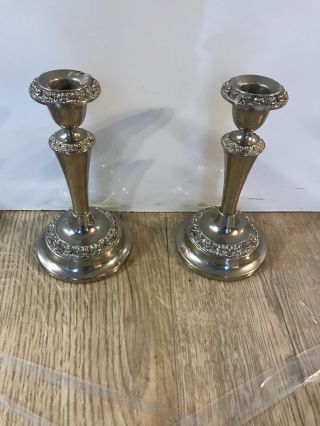 Silver Plated Candlesticks Set Of 2 - 7” Tall