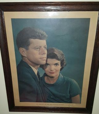 President And Mrs.  John Kennedy Picture In Vintage 1960 