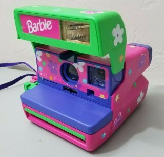 Vintage Barbie Polaroid Instant One Step 600 Camera With Purple Strap