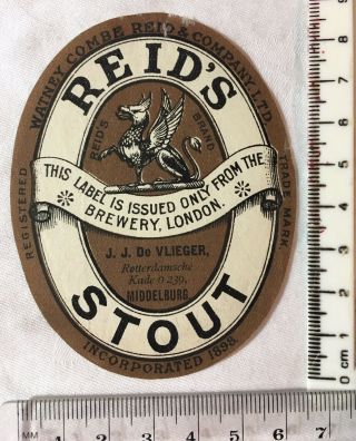 1 C1910 Watney Combe Reid Brewery Beer Label,  Vlieger,  Middelburg,  Holland