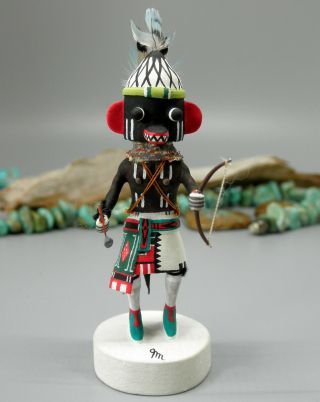 Black Ogre Carved Wooden Painted Nata - Aska Gil Maldonado Hopi Kachina Doll