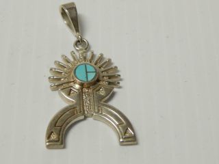 Vintage Award Winning Ray Tracey Navajo Indian Sterling Silver Turquoise Pendant