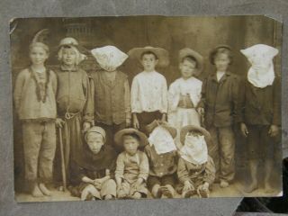 Vintage Photograph Children In Costumes Early 6 1/2 " X 4 1/2 "