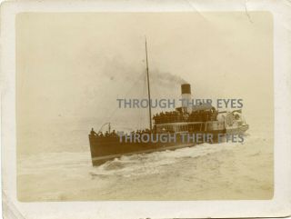 Photo Coastal Paddle Steamer / Ferry Boat Circa 1920 