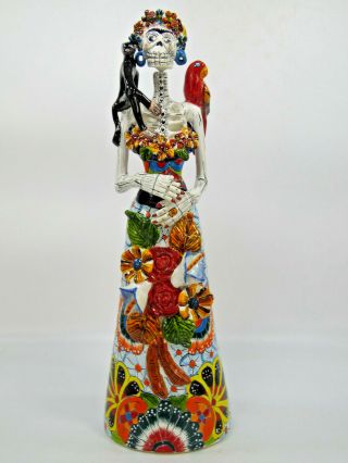 22 " Talavera Catrina With Monkeys,  Mexican Day Of The Dead Ceramic Figure
