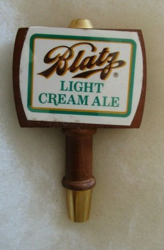 Wooden Blatz Light Cream Ale Beer Tap Handle