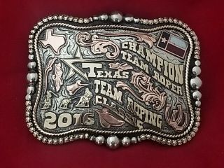 2016 Vintage Cowboy Rodeo Trophy Belt Buckle Texas☆ Team Roping Champion 810