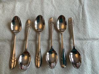 Lovely Vintage Set Of 6 Art Deco Style Silver Plated Tea Spoons.