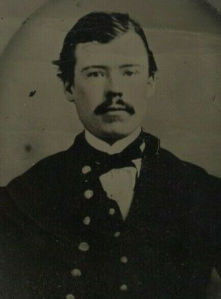 Full Plate Tintype Of A Man In Uniform With Gilded Buttons