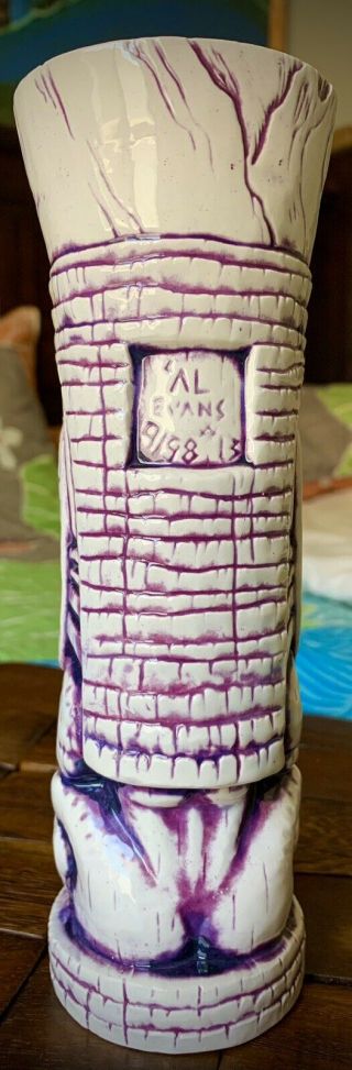 Crazy Al Evans 2011 Artist Proof 91 White Violet Tiki Mug 3