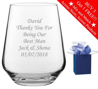 Personalised Engraved Whiskey Tumbler Glass Usher Best Man Wedding Gift Boxed