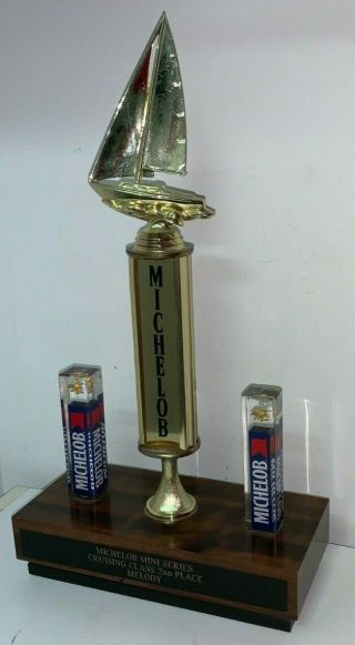 Vintage,  Michelob Beer,  Mini Series Sailing Trophy 2nd Place (16 - 1/2 Inches Tall)