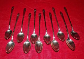 10 Vintage Tudor Plate Oneida Community Queen Bess Iced Tea Spoons Silverware