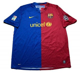 Vintage Fc Barcelona Nike Soccer Jersey Shirt 2008 - 2009 Home Fcb Unicef Sz 2xl