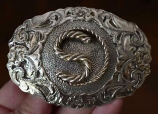 Circa 1978 Crumrine 22k Gold On Sterling Silver Western Belt Buckle Letter " S "